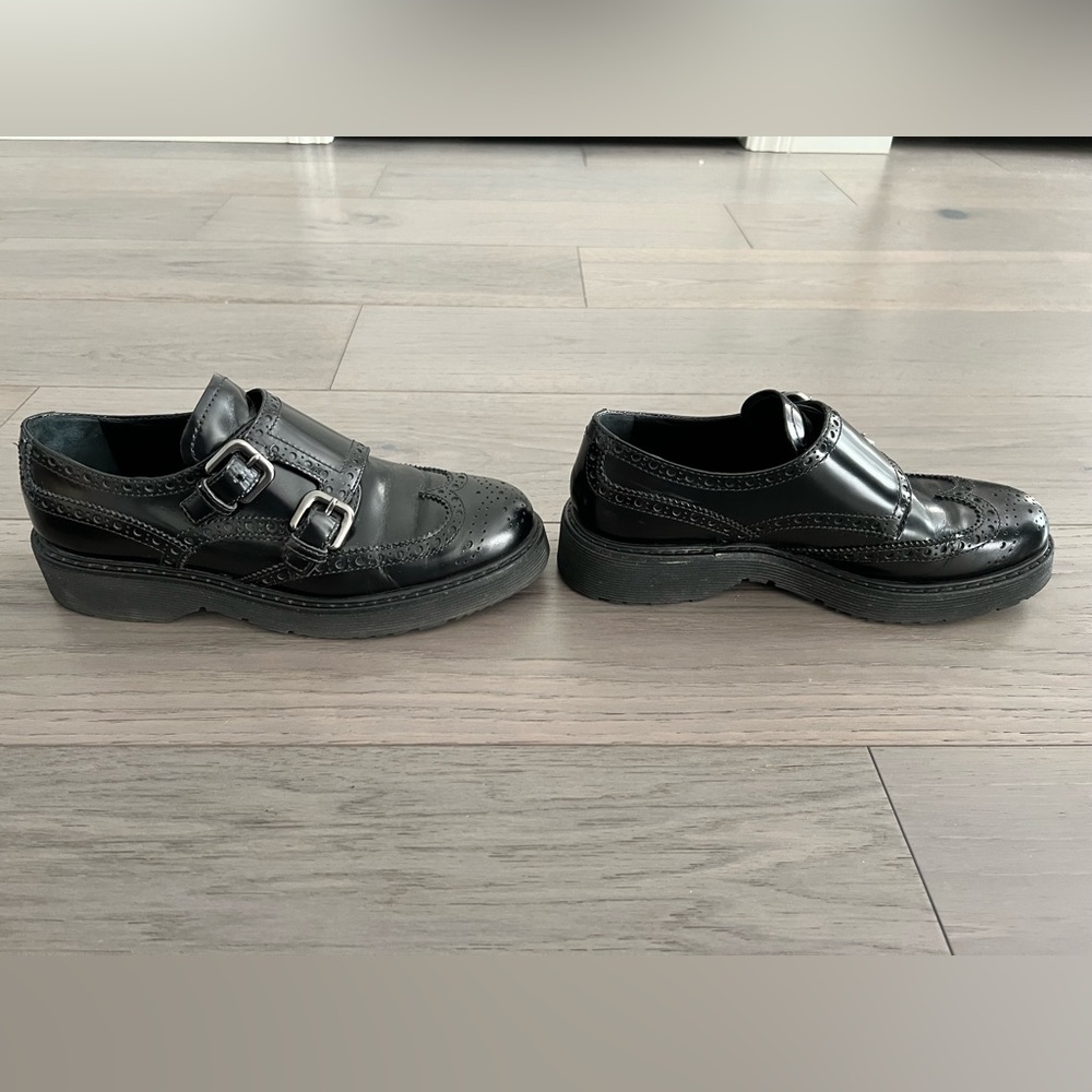 PRADA Classic Black Double Monk Strap Brogues - Women's - Picture 14 of 15